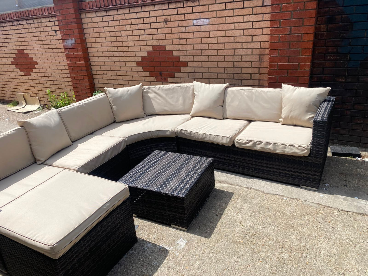 Rattan Corner Sofa With Table For Sale (video available)