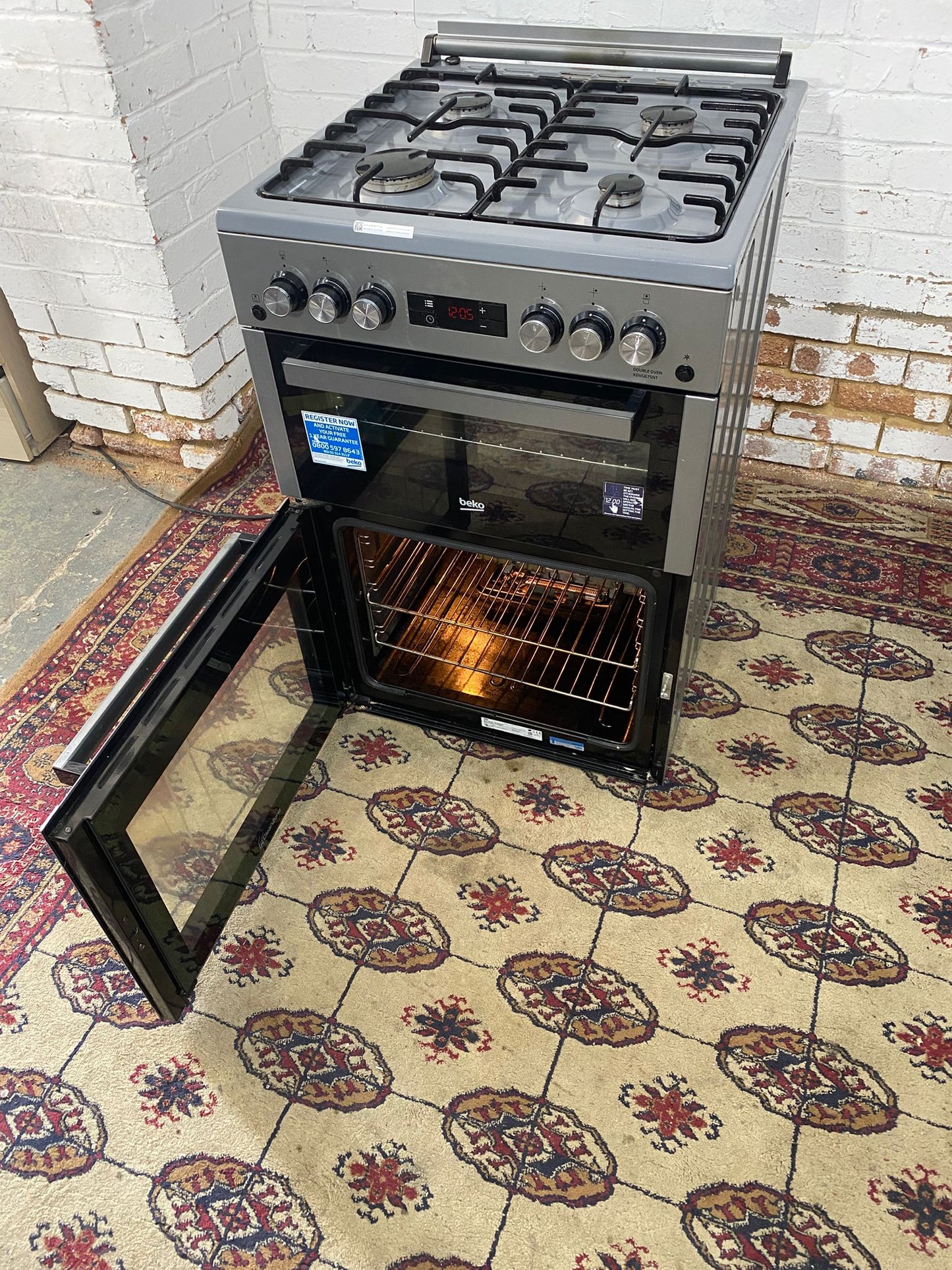 Beautiful Beko 60 CM Grey Gas Cooker With Oven/Grill For Sale
