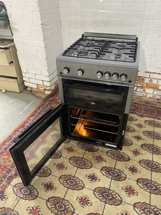 Beautiful 60CM Beko Grey Gas Cooker With Dual Grill/Oven For Sale