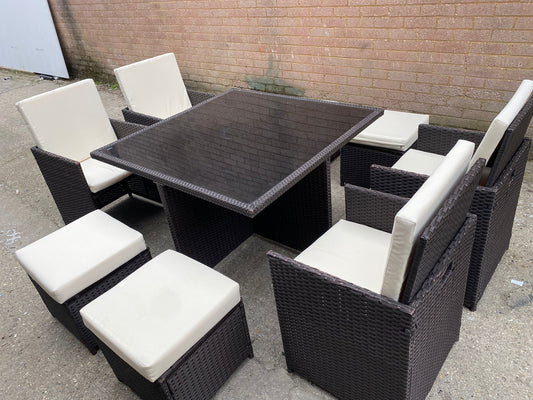 🚚Beautiful Rattan 8Seater Cubes Garden Set With Washable Cushions For Sale