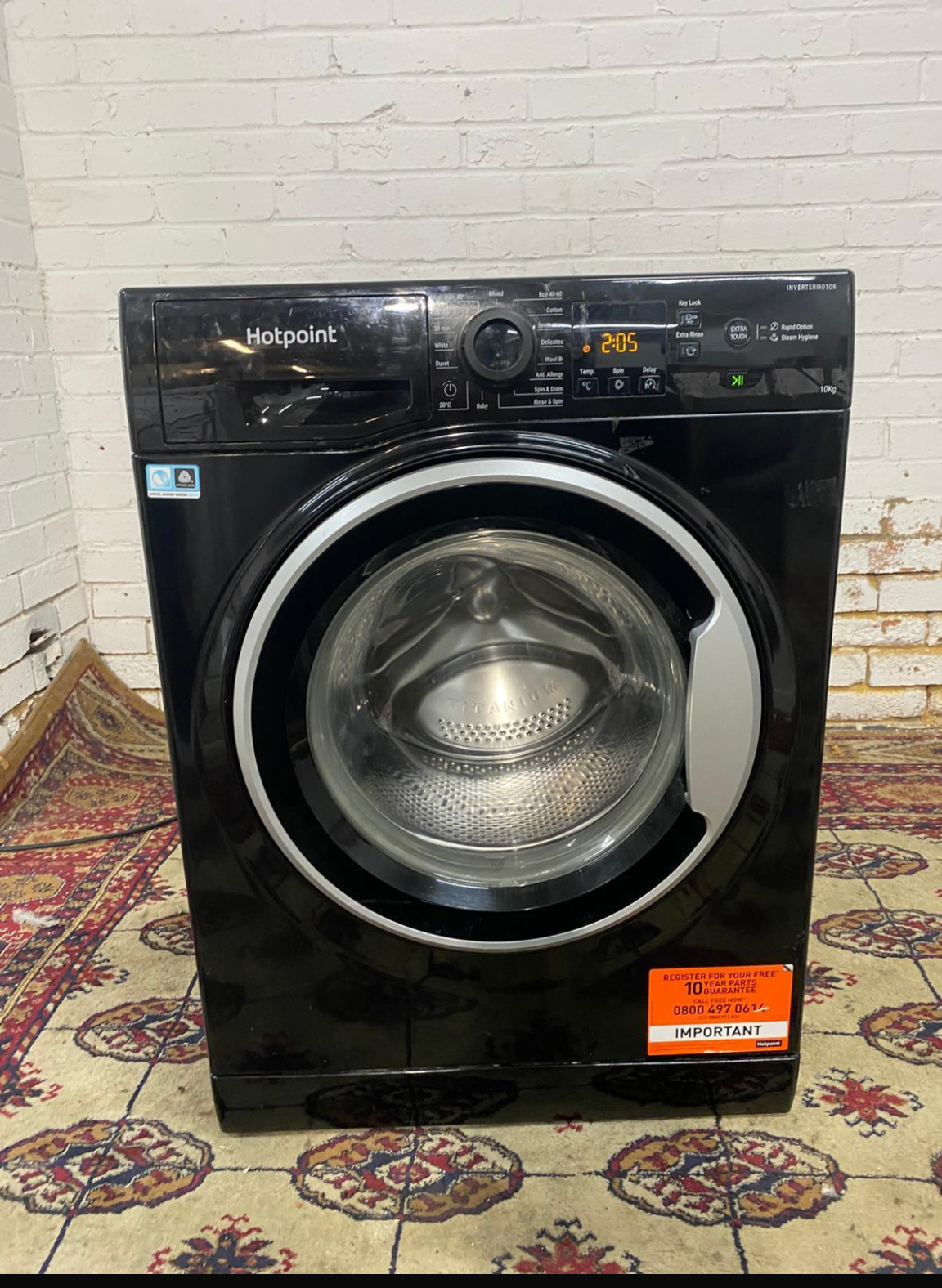 Hotpoint Large Drum Black 10KG Washing Machine Latest Model
