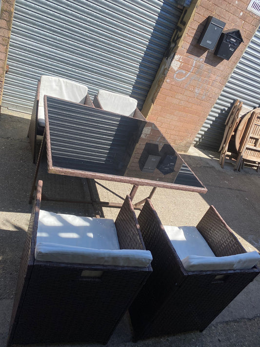 🚚Beautiful Rattan 4Seater Cubes Garden Set With Washable Cushions For Sale