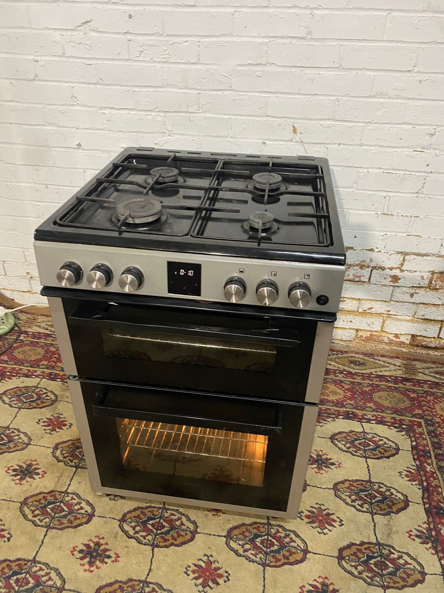 Beautiful Kenwood Silver Grey Free Standing 60CM Gas Cooker With Dual Oven/Grill For Sale