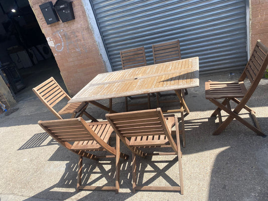 Beautiful Branded Wooden Large Teak Square Table With 6 Chairs For Sale