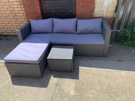 Corner Rattan Sofa with Cushions With Table For Sale