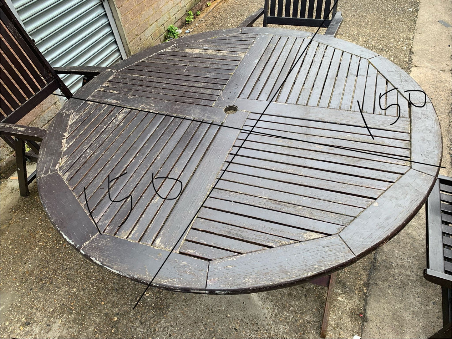 Garden Wooden Set Round Table With 4 Chairs For Sale