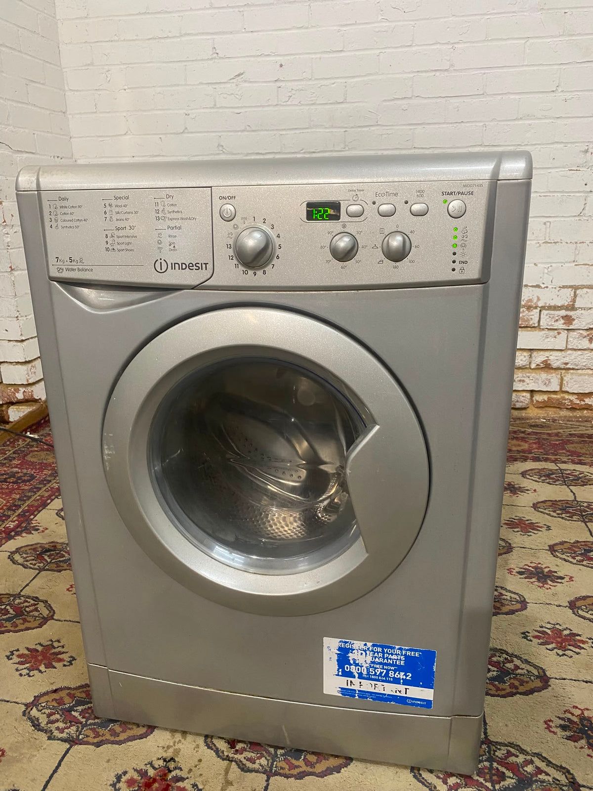 Indesit Grey Washer Dryer 7/5 For Sale