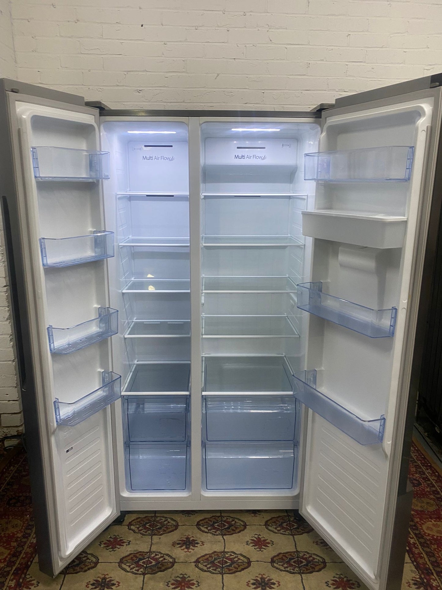 Fridge-Master Grey Slim Double Door NonPlumb American Fridge Freezer For Sale