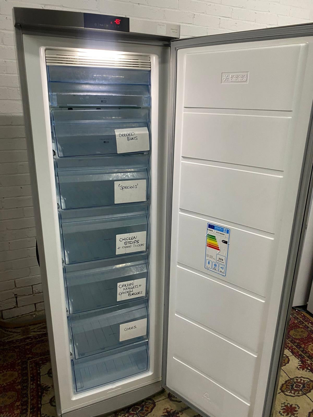 AEG Stainless Standing Freezer For Sale