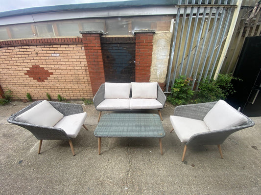 2+1+1 Rattan Garden Set With Glass Table For Sale