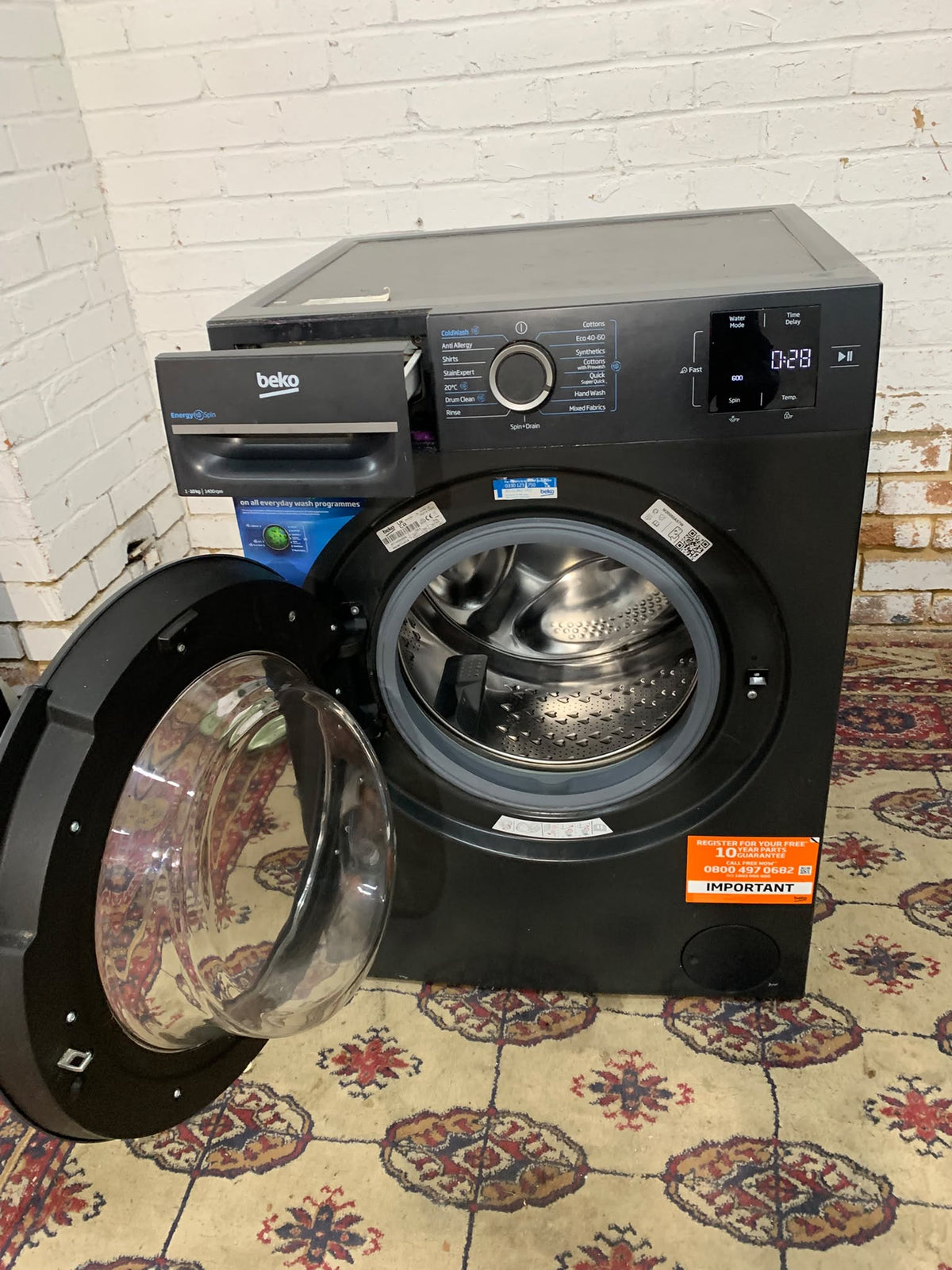 Beko Matt Black Fully Loaded 10KG Washing Machine