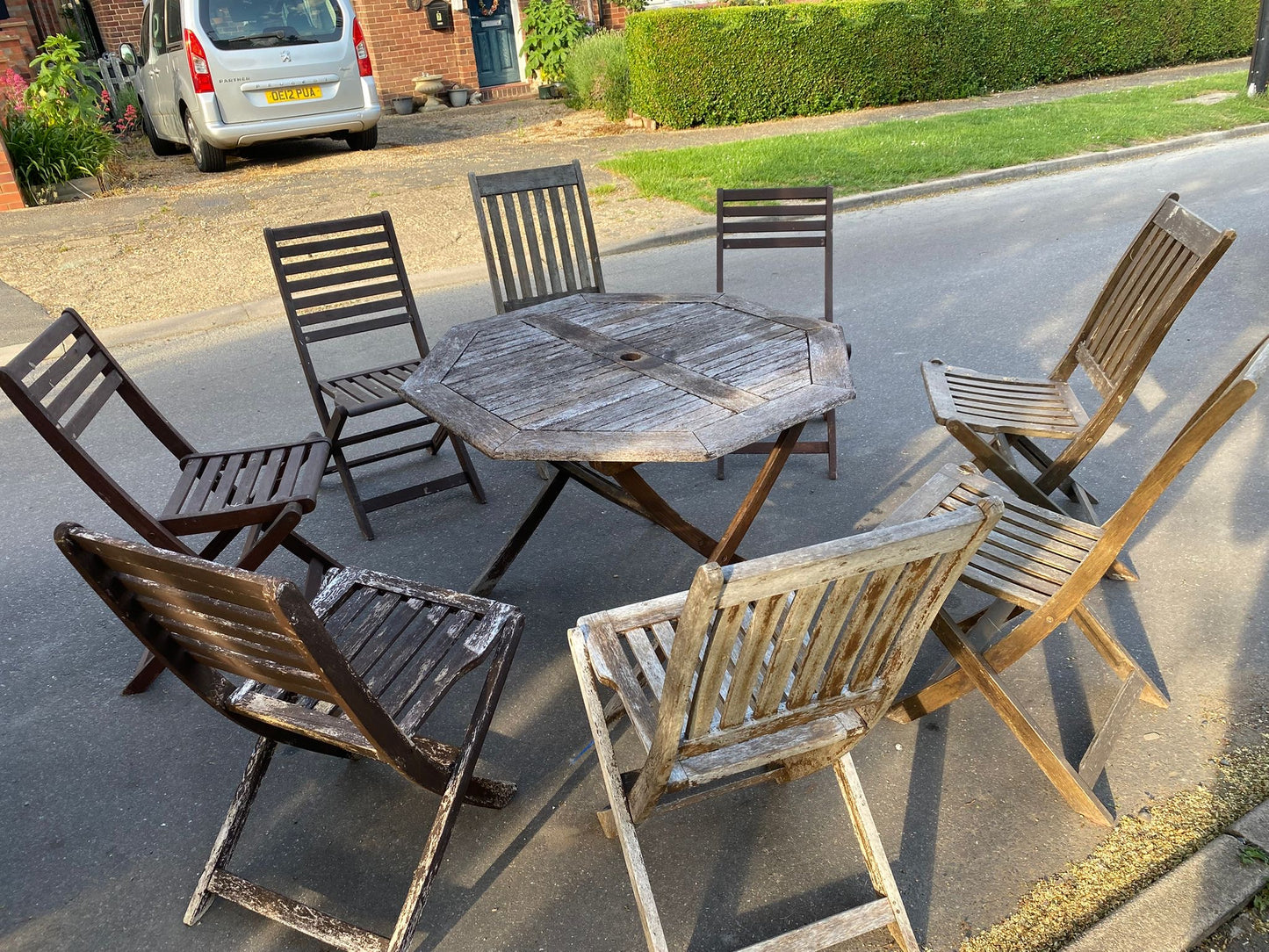 Wooden Round Table With 8 Chairs For Sale