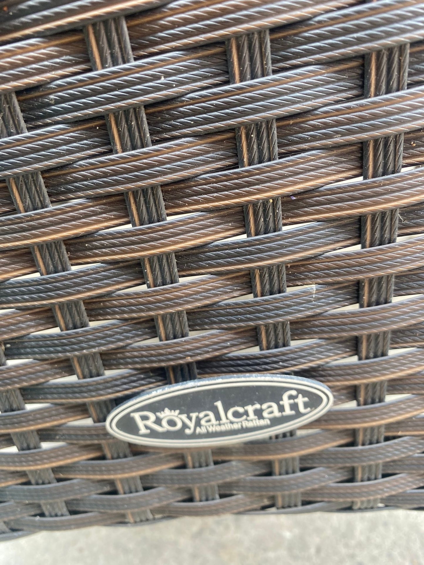 TopBrand RoyalCraft Rattan Round Glass Table With 4 Matching Chairs For Sale