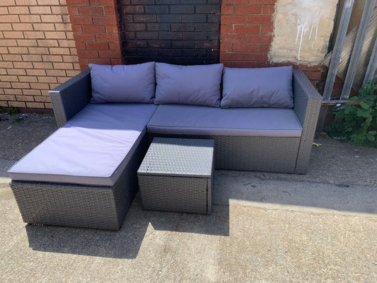 Corner Rattan Sofa with Cushions With Table For Sale