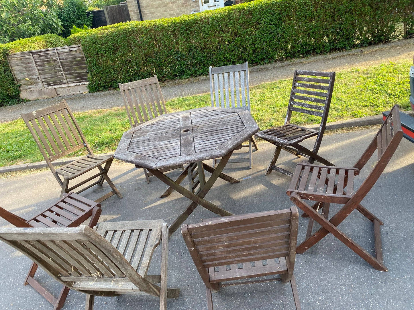 Wooden Round Table With 8 Chairs For Sale