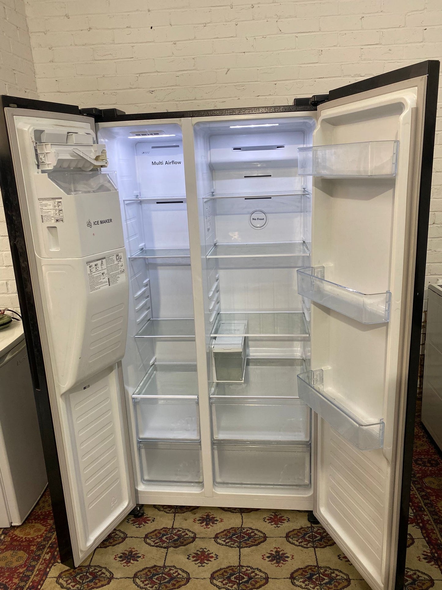 FridgeMaster Black Non Plumb American With IceMaker Fridge Freezer For Sale