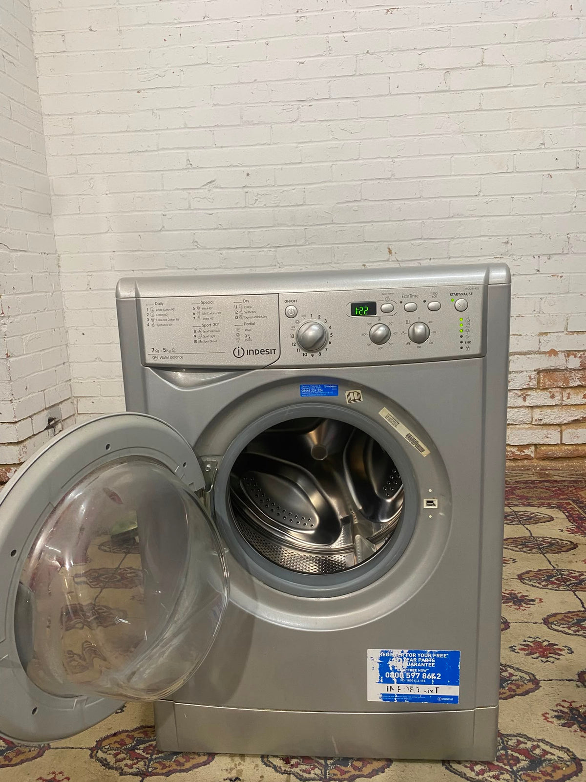 Indesit Grey Washer Dryer 7/5 For Sale