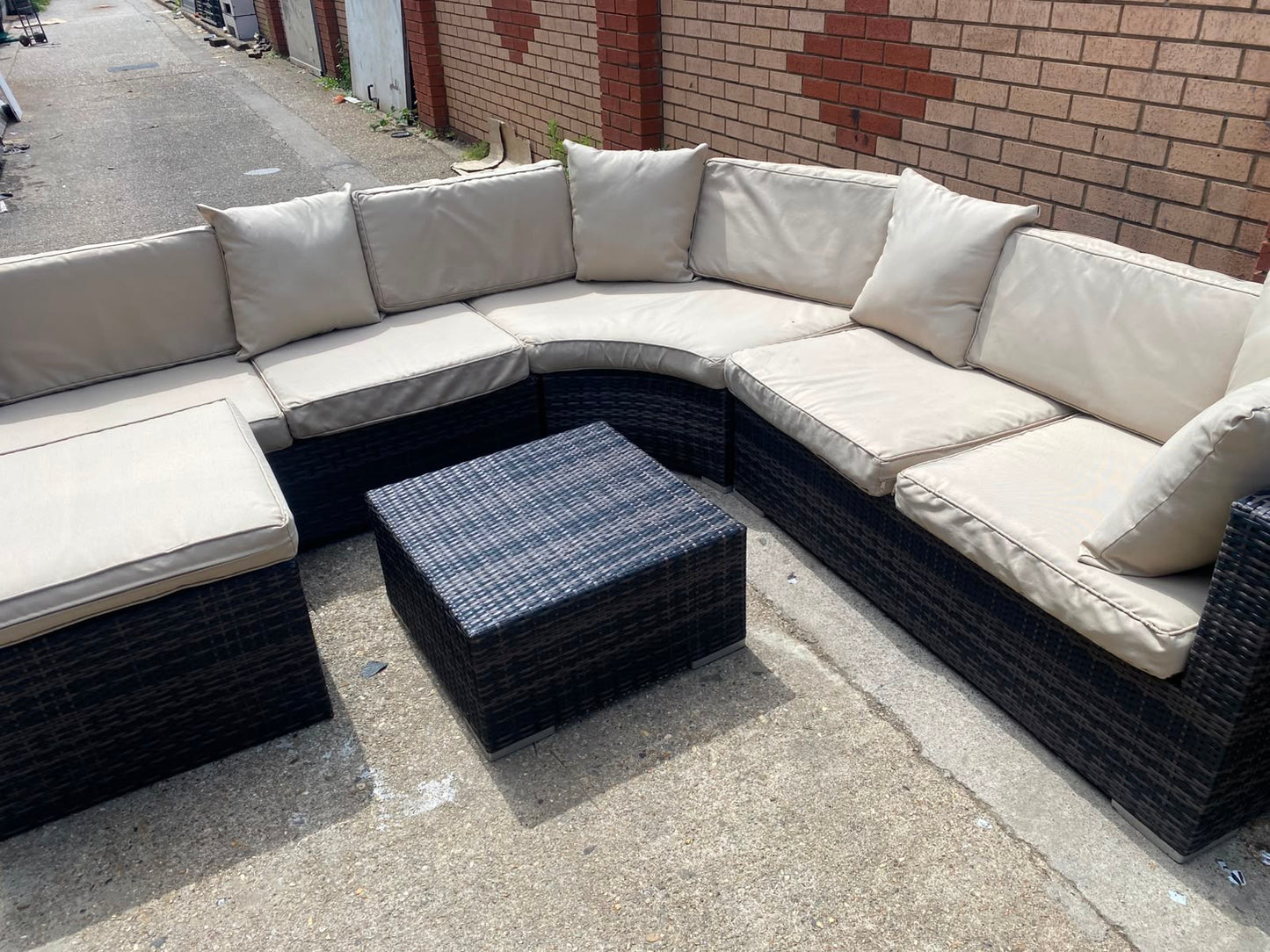 Rattan  Corner Sofa With Table For Sale (video available)