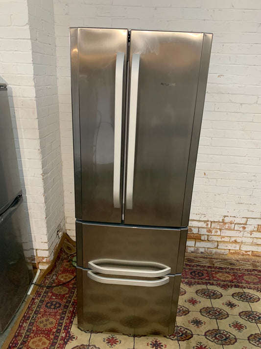 HotPoint 70 CM Wide Grey/Silver French Style 4Doors Fridge Freezer For Sale