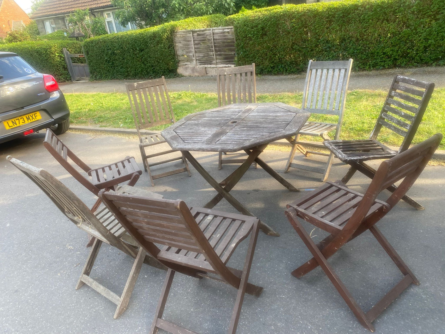 Wooden Round Table With 8 Chairs For Sale