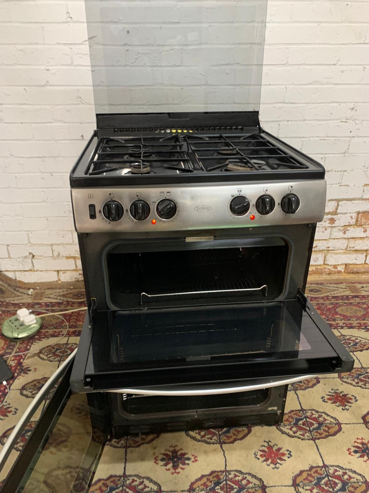 Belling 60CM Silver Stainless Steel Gas Cooker With Dual Oven/Grill For Sale