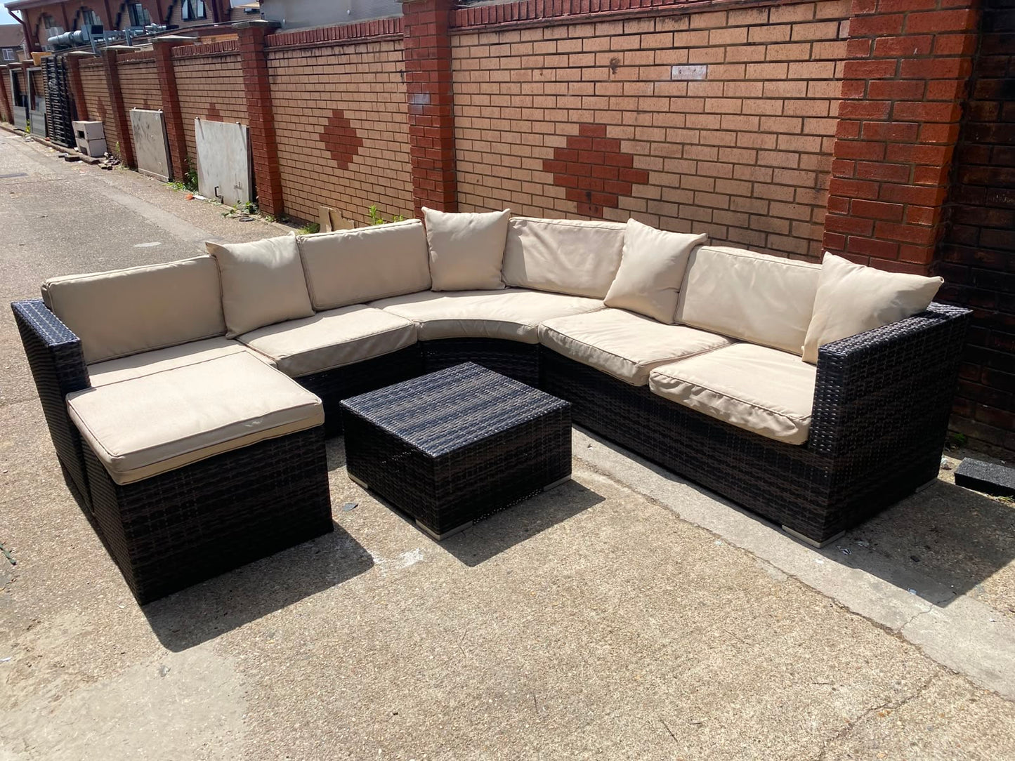 Rattan  Corner Sofa With Table For Sale (video available)