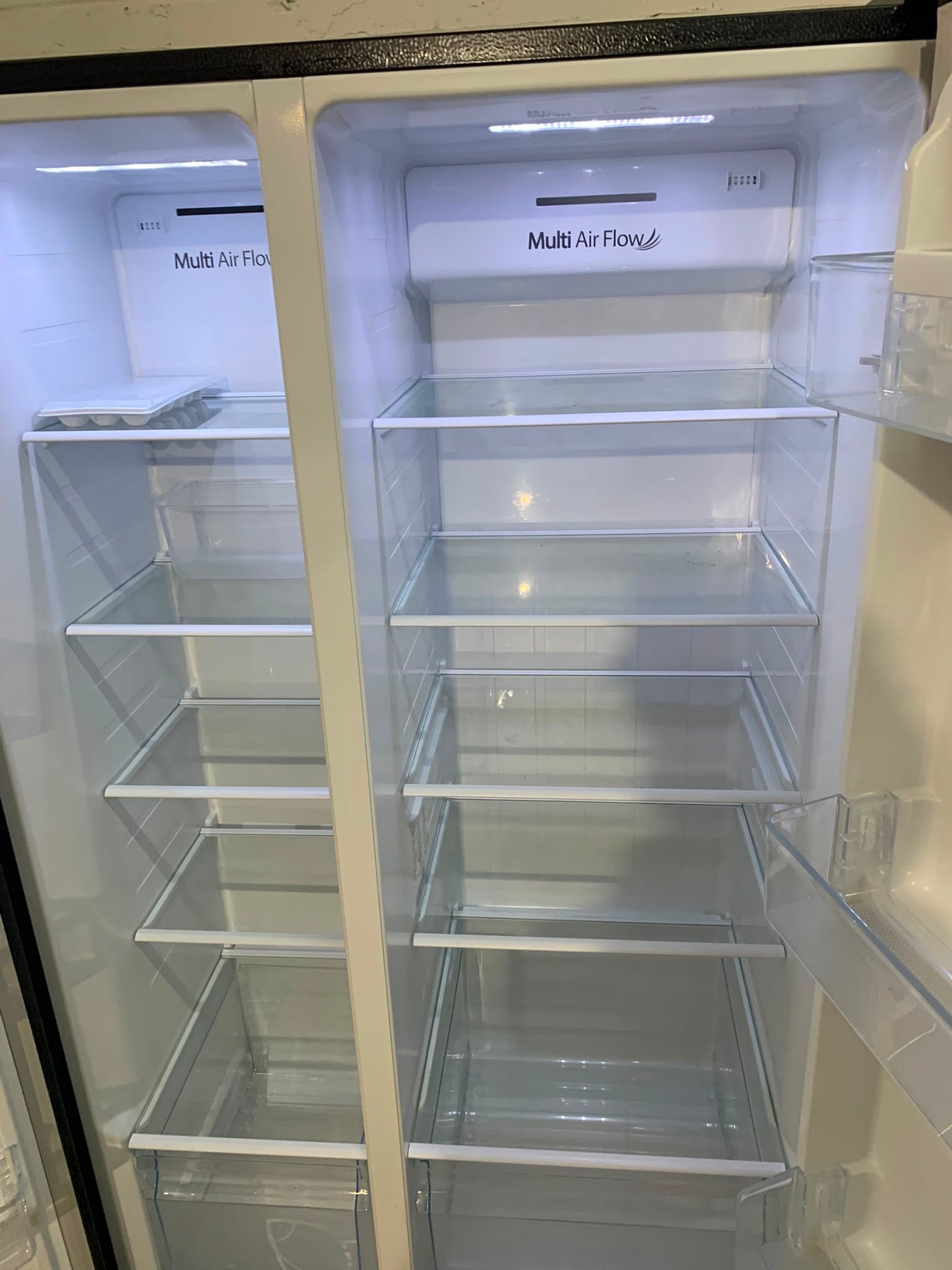 Fridge-Master Black Slim Double Door NonPlumb American Fridge Freezer For Sale