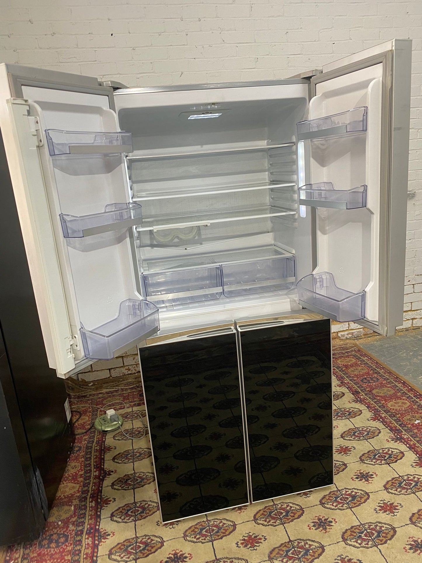 4 Doors Gloss Black Non Plumb Fridge Freezer For Sale