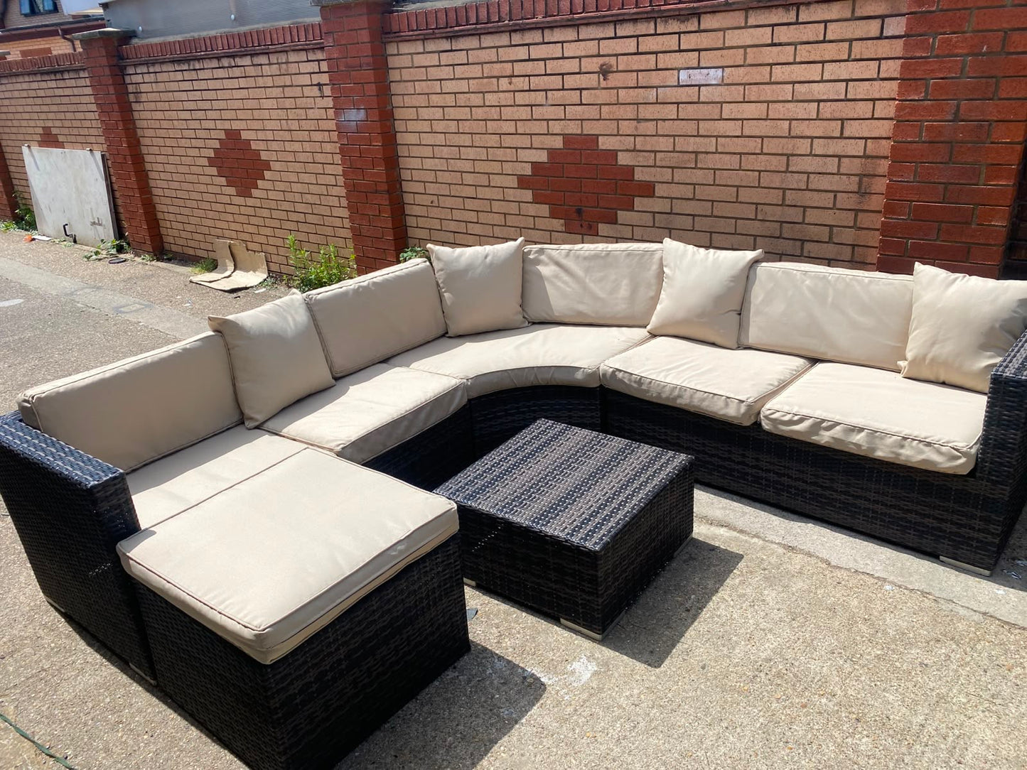 Rattan  Corner Sofa With Table For Sale (video available)