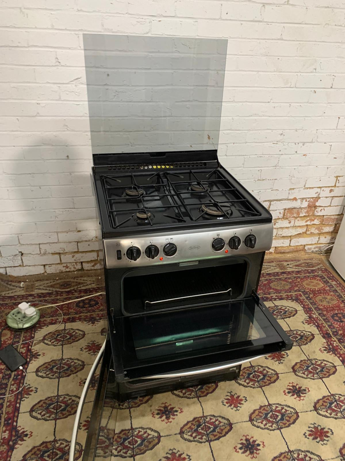 Belling 60CM Silver Stainless Steel Gas Cooker With Dual Oven/Grill For Sale