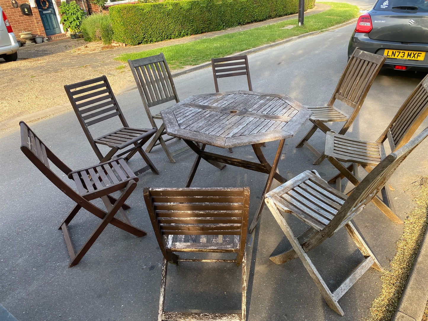 Wooden Round Table With 8 Chairs For Sale