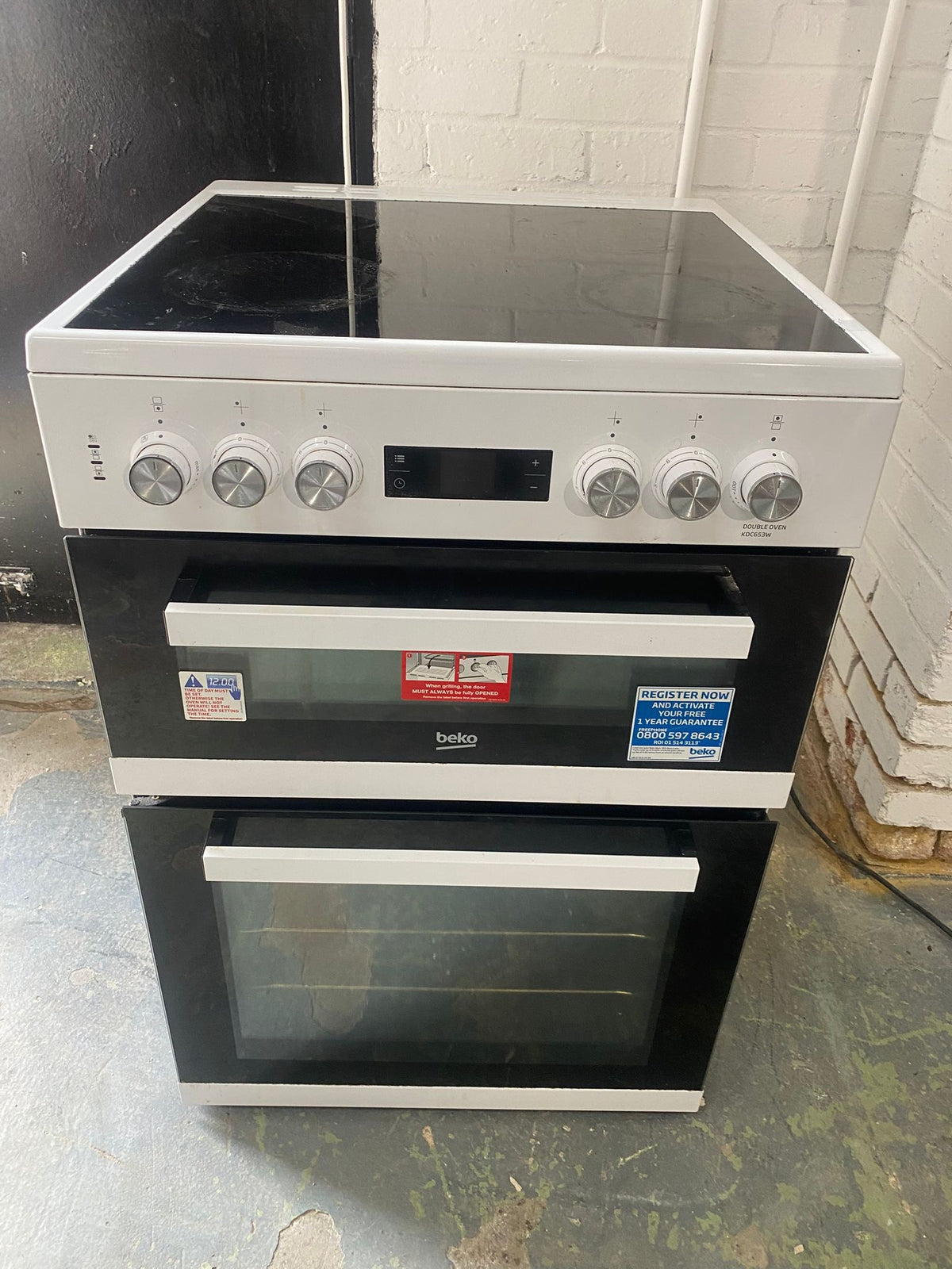 Beko White 60CM Electric Ceramic Cooker