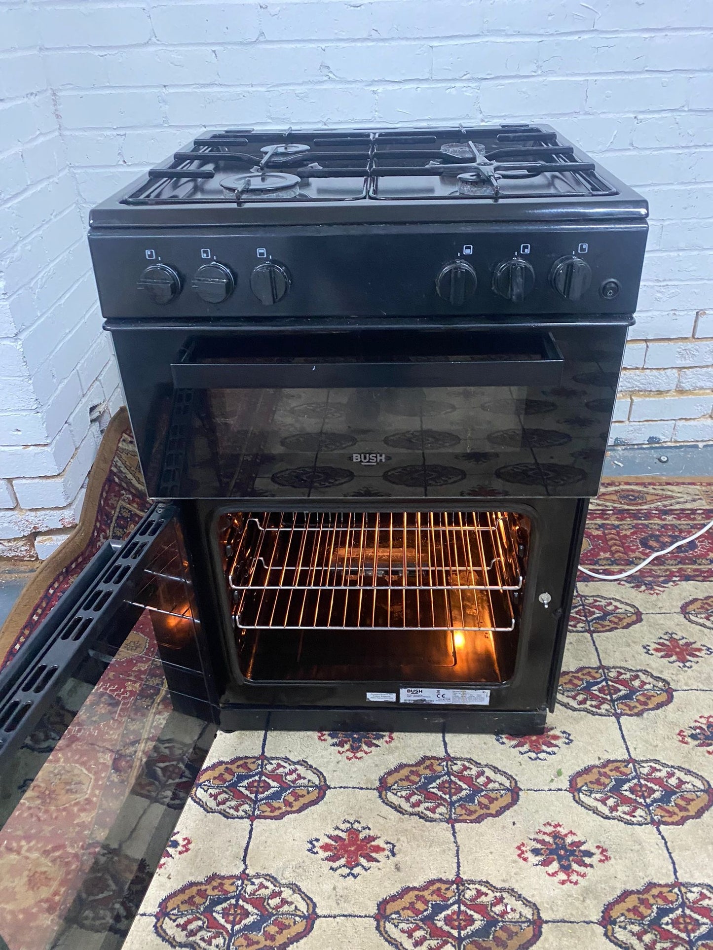 Bush Black 60CM Gas Cooker With Oven/Grill For Sale