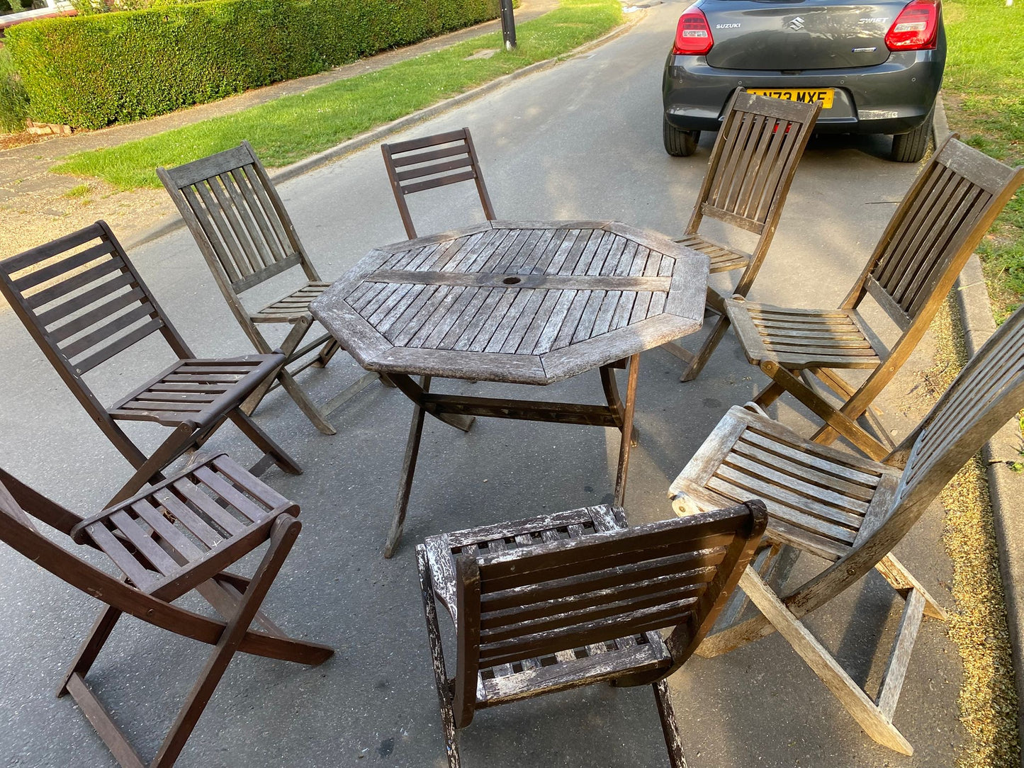 Wooden Round Table With 8 Chairs For Sale