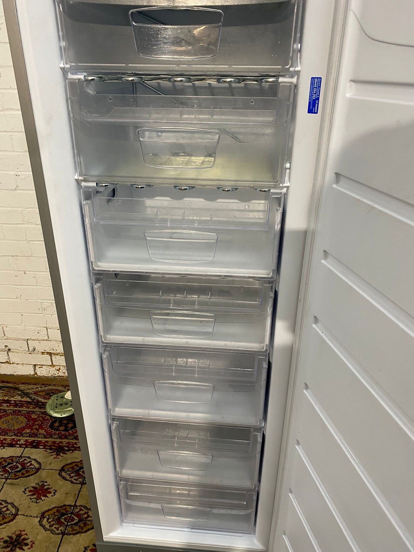 Beautiful Tall Indesit Grey Standing Freezer For Sale