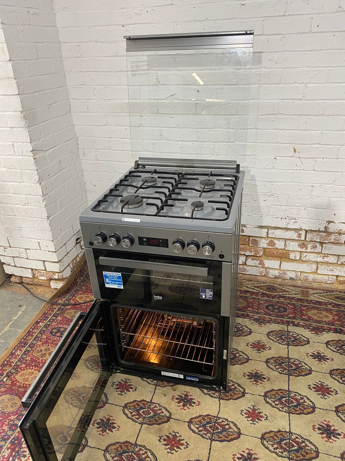 Beautiful Beko 60 CM Grey Gas Cooker With Oven/Grill For Sale