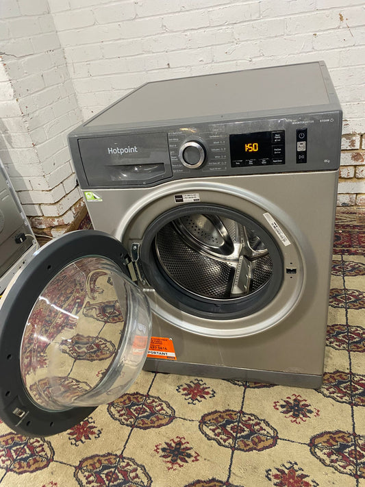 Beautiful HotPoint 8KG Washing Machine With Silver Door For Sale