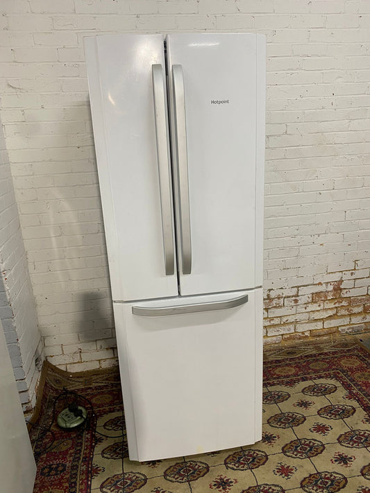 Beautiful HotPoint 70 CM Wide White French Style Fridge Freezer For Sale