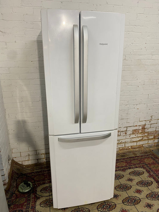 Beautiful HotPoint 70 CM Wide White French Style Fridge Freezer For Sale