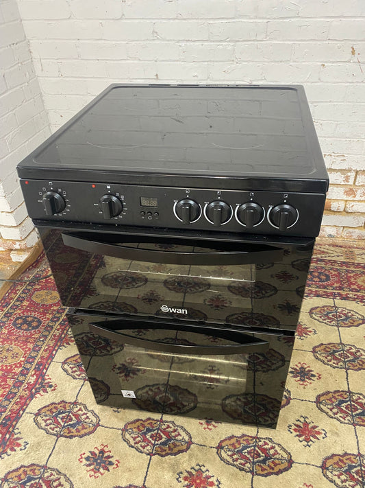 Beautiful 60CM Swan Black Ceramic Electric Cooker With Dual Grill/Oven For Sale