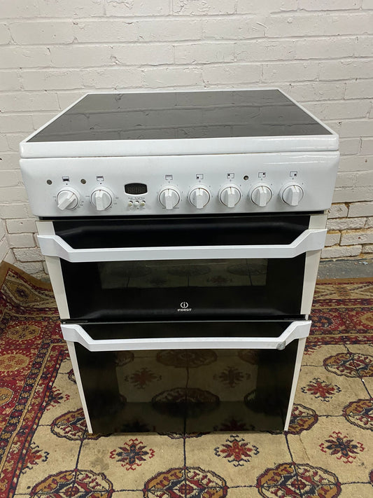 Beautiful Indesit White 60CM Ceramic Electric Cooker With Dual Grill/Oven For Sale