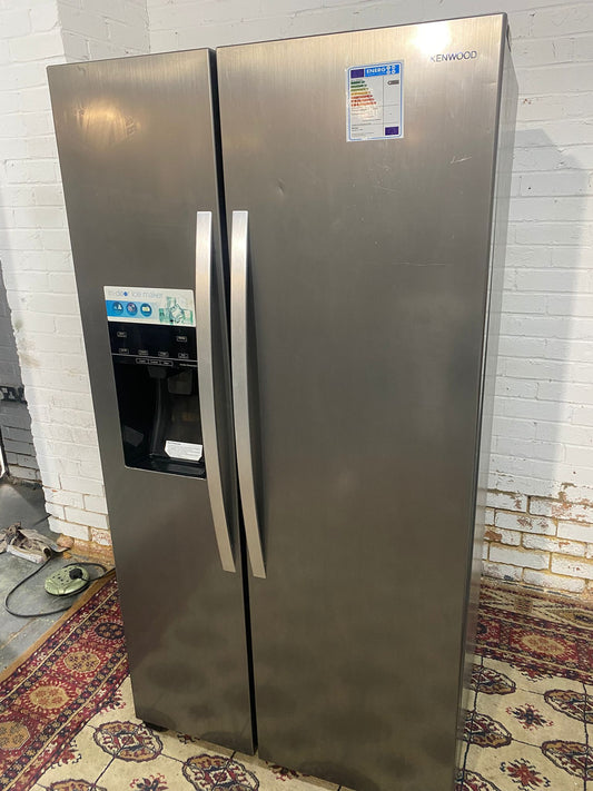 🚚Beautiful Kenwood Stainless Steel Double Door 90CM Wide Frost Free Plumb In American Fridge Freezer For Sale
