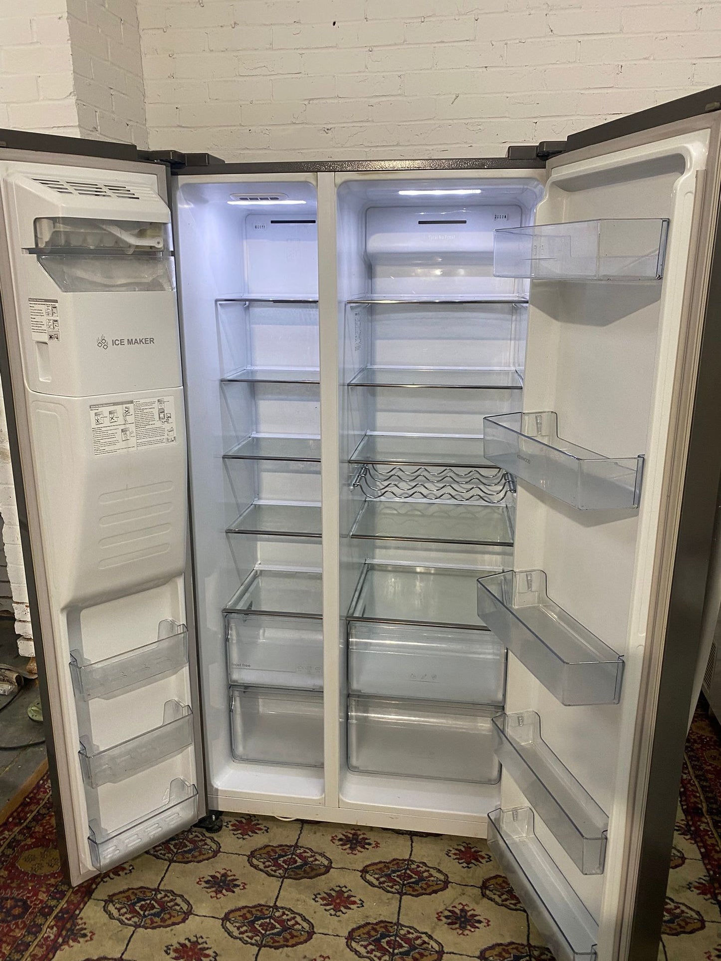 🚚Beautiful Kenwood Stainless Steel Double Door 90CM Wide Frost Free Plumb In American Fridge Freezer For Sale