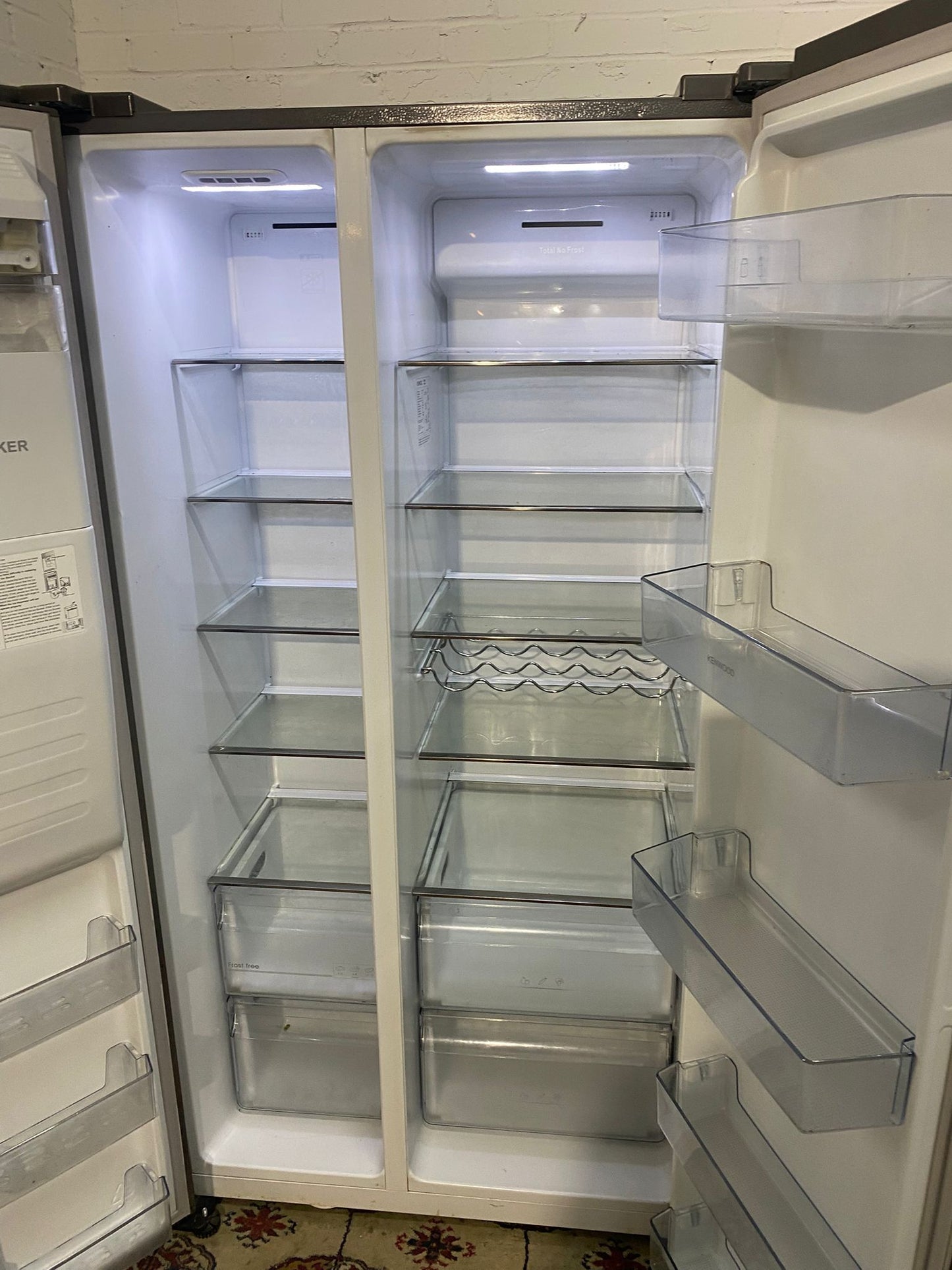 🚚Beautiful Kenwood Stainless Steel Double Door 90CM Wide Frost Free Plumb In American Fridge Freezer For Sale