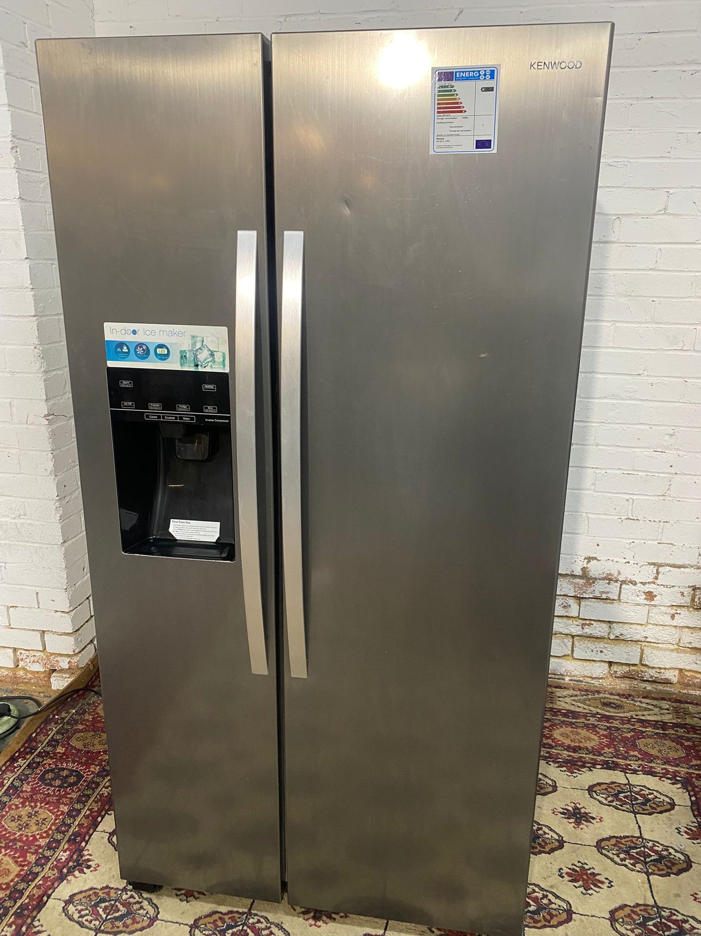 🚚Beautiful Kenwood Stainless Steel Double Door 90CM Wide Frost Free Plumb In American Fridge Freezer For Sale