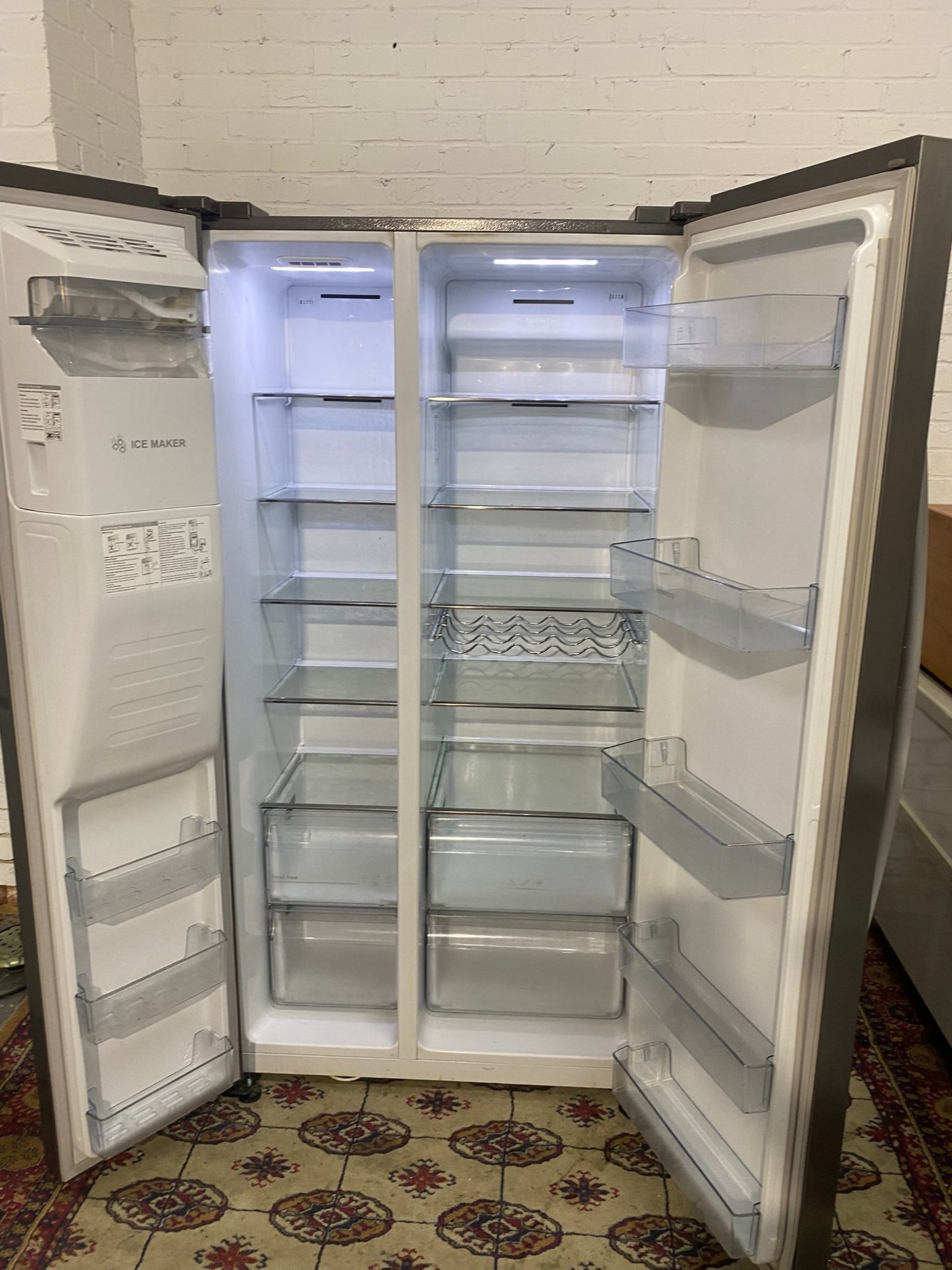 🚚Beautiful Kenwood Stainless Steel Double Door 90CM Wide Frost Free Plumb In American Fridge Freezer For Sale