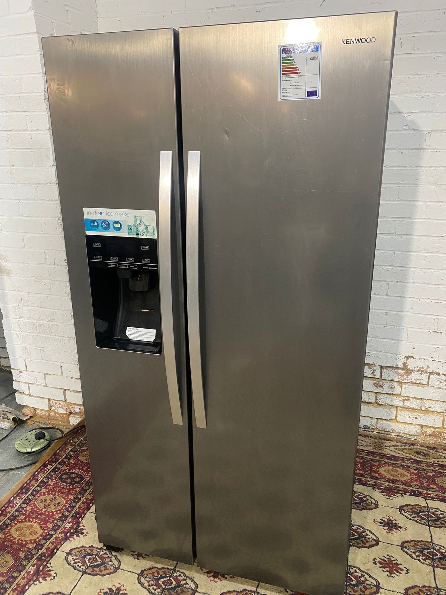 🚚Beautiful Kenwood Stainless Steel Double Door 90CM Wide Frost Free Plumb In American Fridge Freezer For Sale