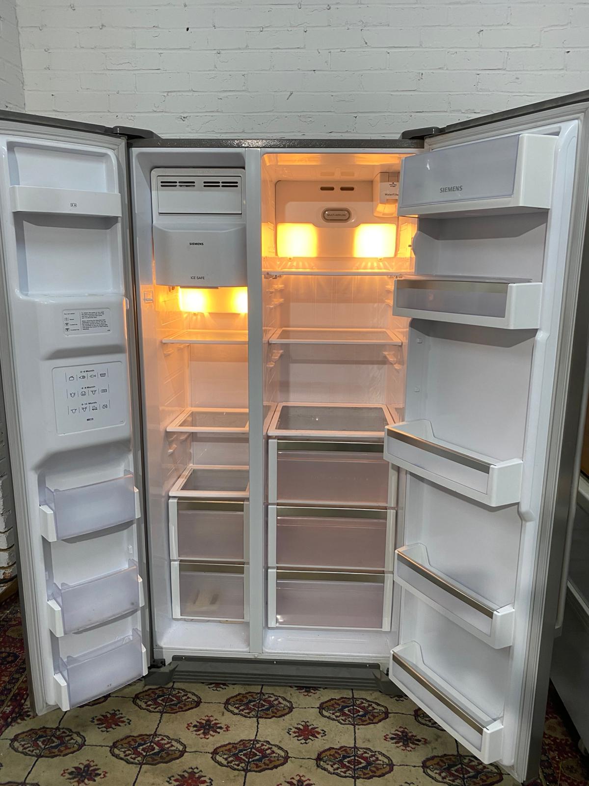 🚚Beautiful Siemens Stainless Steel Double Door 90CM Wide Frost Free Plumb In American Fridge Freezer For Sale