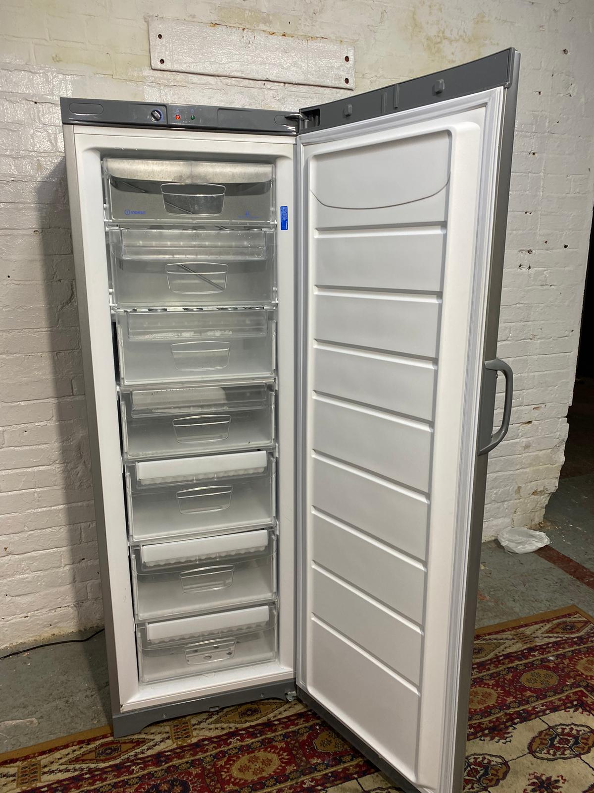 Tall Grey Indesit Standing Freezer For Sale
