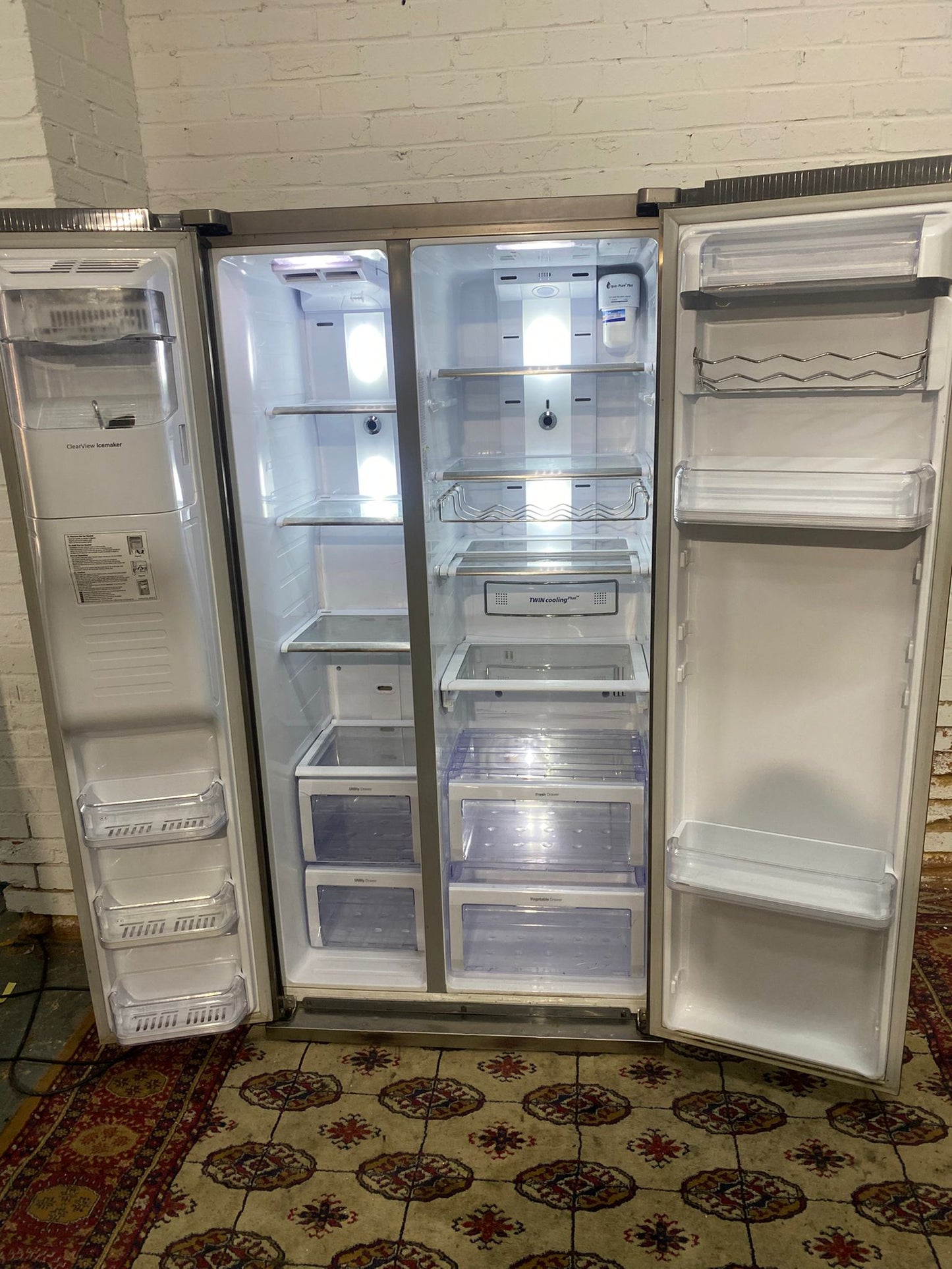 🚚Samsung Stainless Steel Double Door 90CM Wide Frost Free Plumb In American Fridge Freezer For Sale